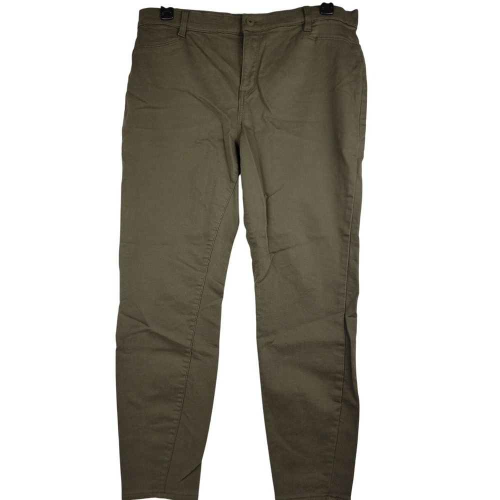 GAP Womens Olive Green Stretch Skinny Chino Pants Size 16 Mid Rise Tapered Leg